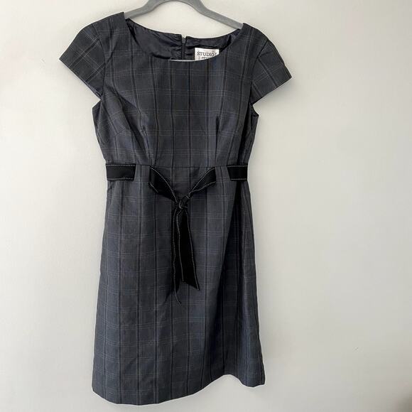 Studio 1 Petites Women's Career Gray/Black Cap Sleeve Sheath Dress 6P - Picture 1 of 10
